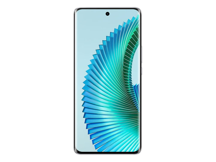Teléfono inteligente HONOR de color plata con módulo de cámara circular en la parte posterior y pantalla frontal.
