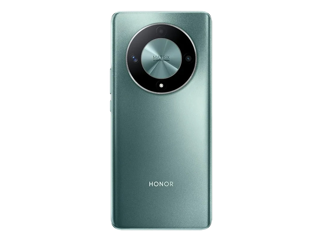 Smartphone HONOR Magic 6 Lite en color verde, vista frontal y trasera con módulo de cámara circular.