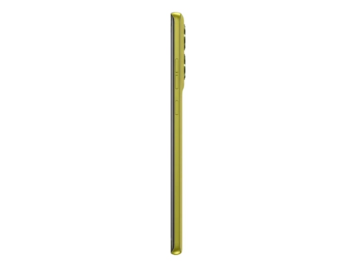 Vista trasera de un teléfono Motorola Libre G85 en color verde con módulo de cámara doble.