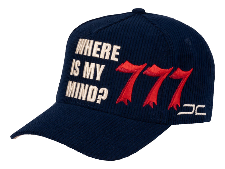 Gorra snapback color navy con texto bordado en blanco &