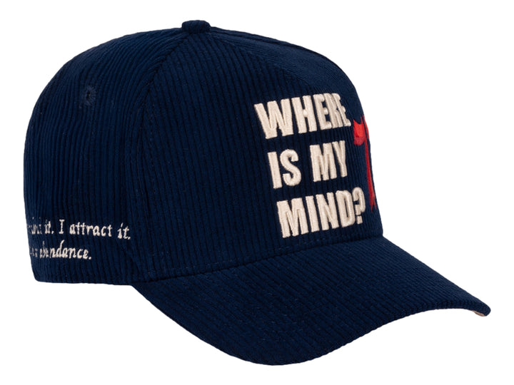 Gorra snapback color navy con texto bordado en blanco &