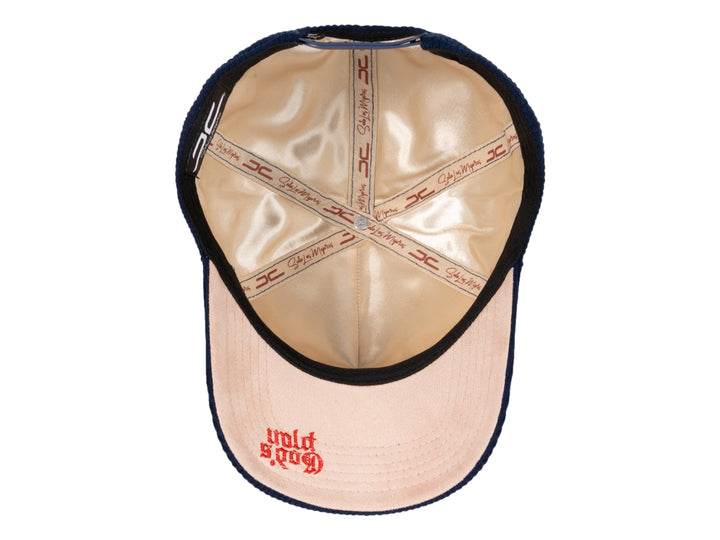 Gorra snapback color navy con texto bordado en blanco &