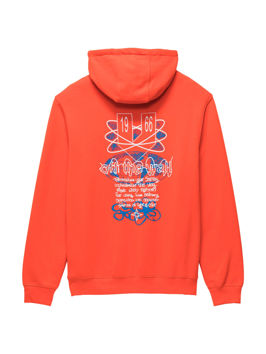Sudadera con capucha color naranja con logotipo de Vans en el centro del pecho.