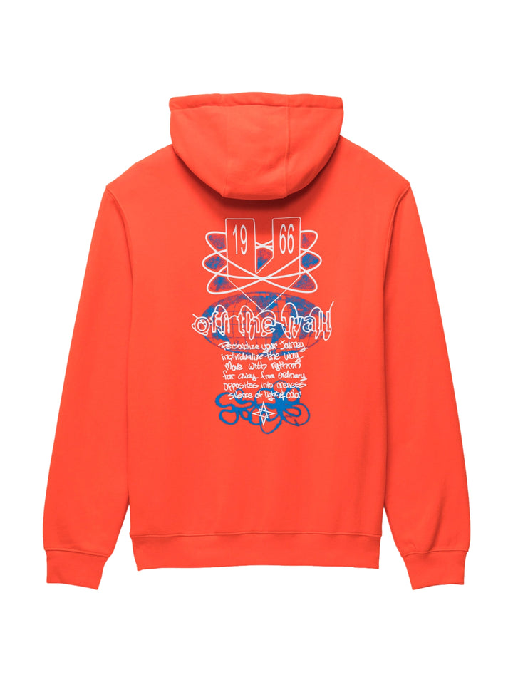 Sudadera con capucha color naranja con logotipo de Vans en el centro del pecho.
