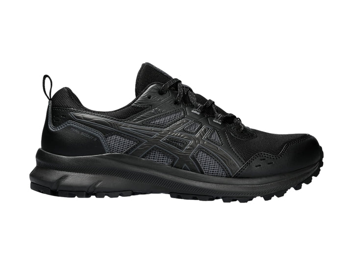 Tenis deportivos ASICS Trail Scout 3 en color negro con suela para trail running.