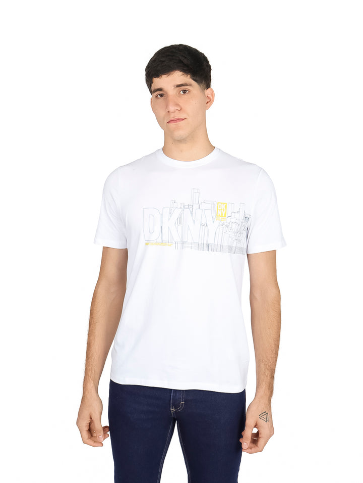 Playera DKNY Blanca con Estampado para Hombre