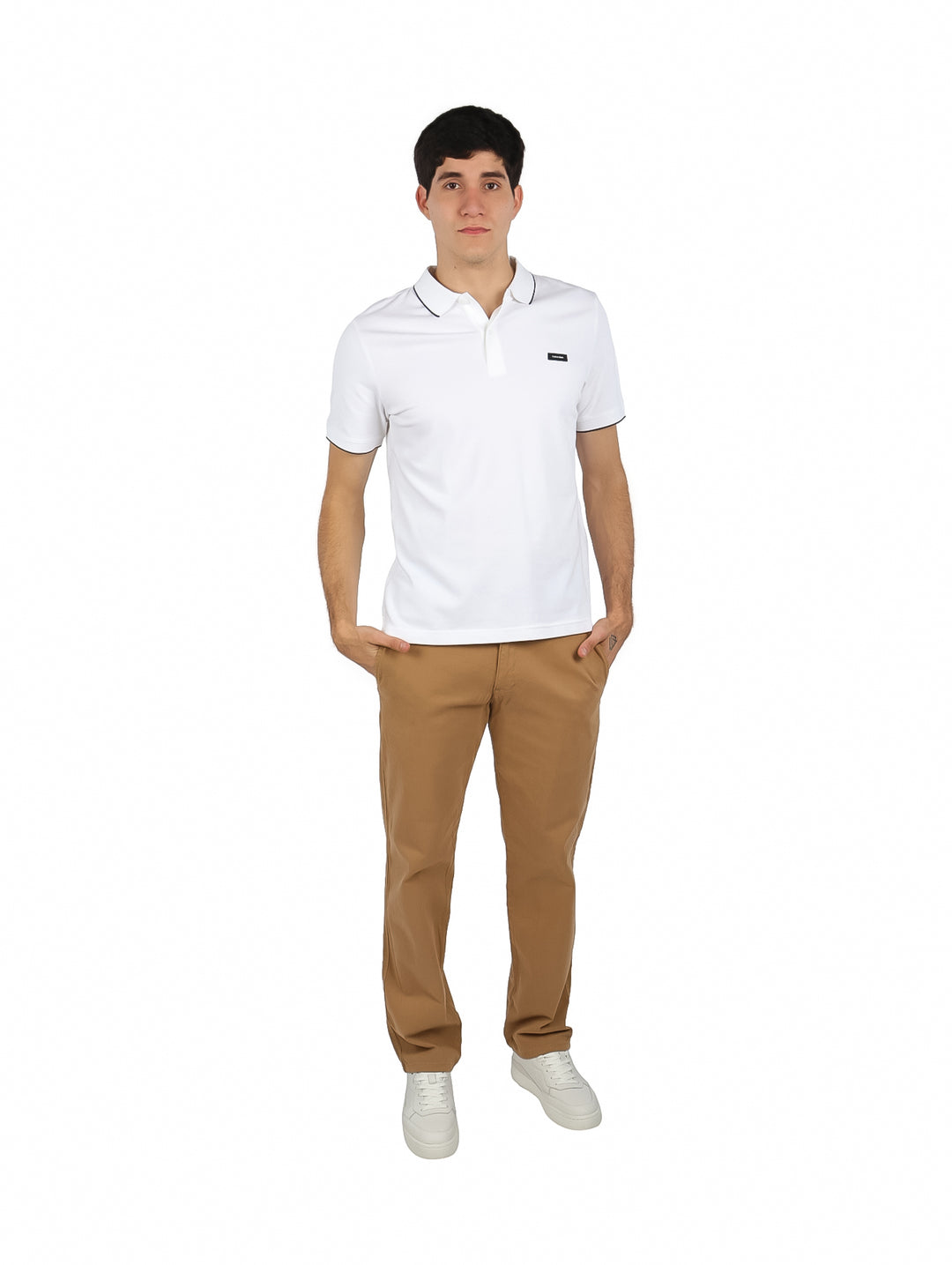 Playera Polo Calvin Klein Blanco para Hombre