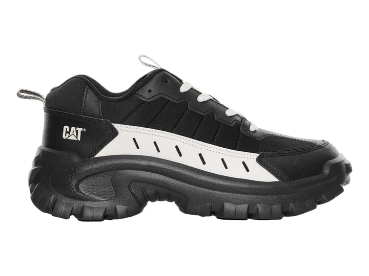 Tenis Caterpillar Intruder Lite Vent en color negro con detalles laterales en blanco y suela robusta negra.