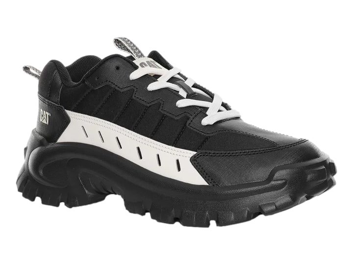 Tenis Caterpillar Intruder Lite Vent en color negro con detalles laterales en blanco y suela robusta negra.