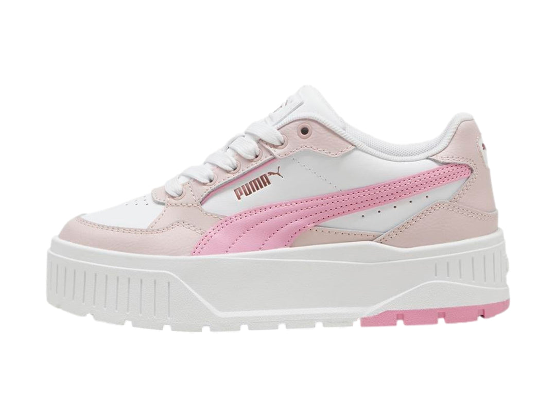 Tenis PUMA blancos y rosas con suela de plataforma gruesa para Niña.