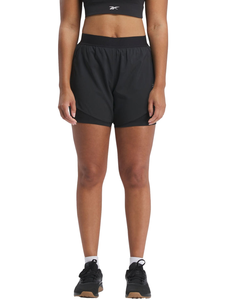 Short Deportivo Reebok Running 2-in-1 Negro para Mujer
