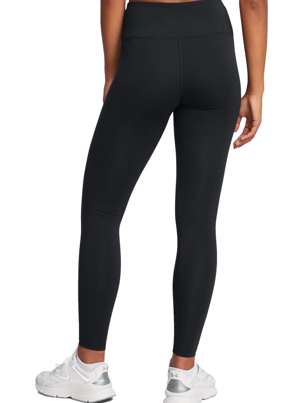 Leggings deportivos negros de Under Armour con logotipo blanco en la pierna derecha.