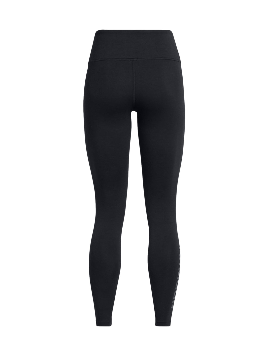 Leggings deportivos negros de Under Armour con logotipo blanco en la pierna derecha.