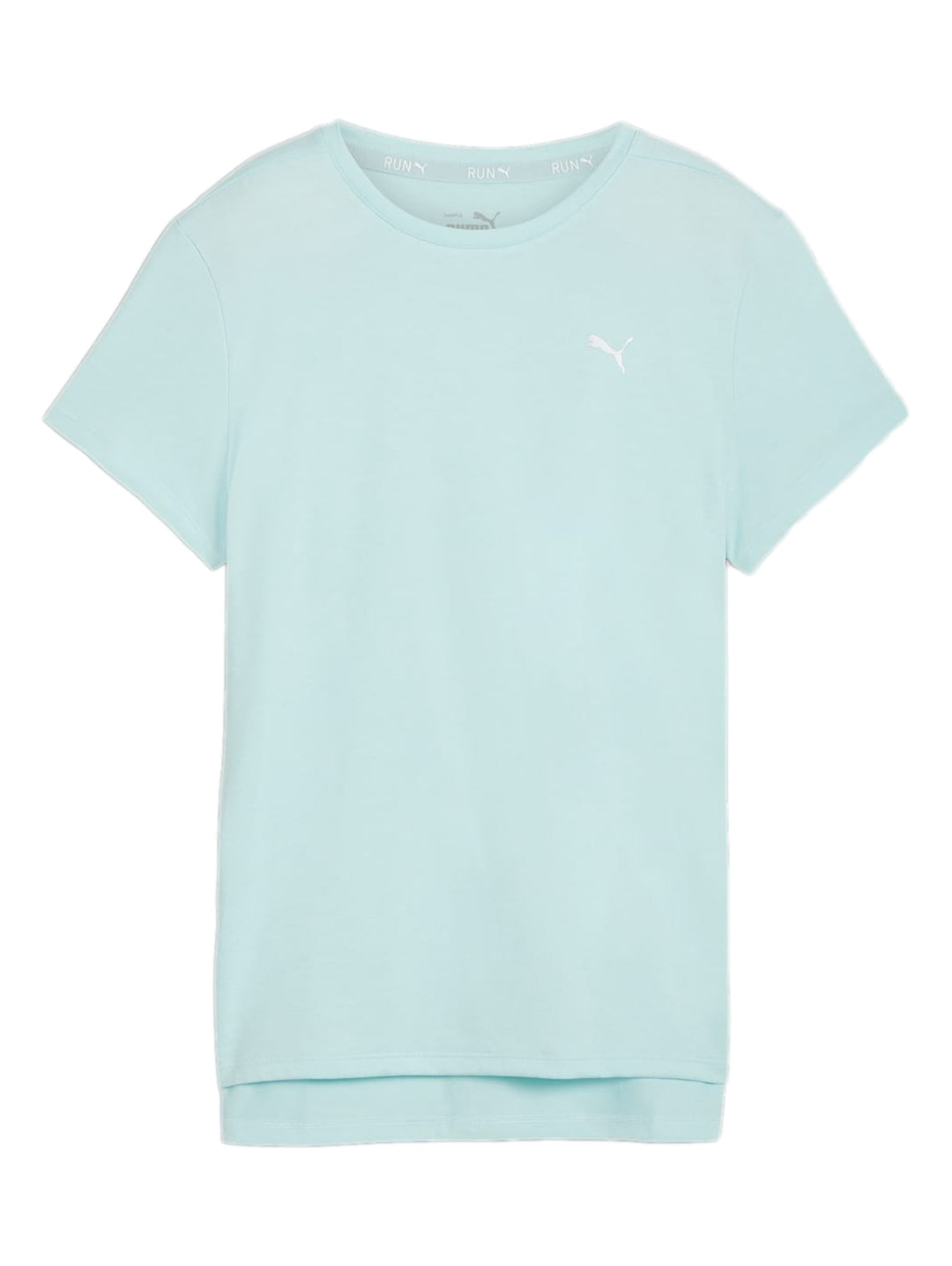 Camiseta deportiva PUMA de manga corta en color azul claro Nitro Blue con cuello redondo.