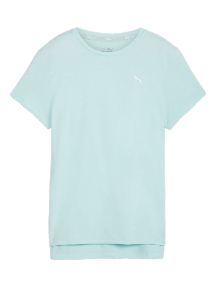 Camiseta deportiva PUMA de manga corta en color azul claro Nitro Blue con cuello redondo.