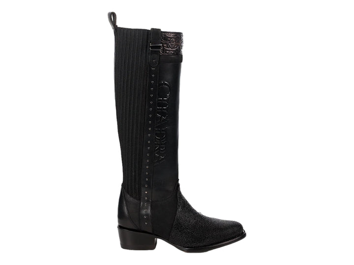 Botas Cuadra de Mantarraya Negro para Mujer