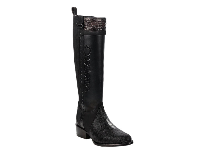 Botas Cuadra de Mantarraya Negro para Mujer