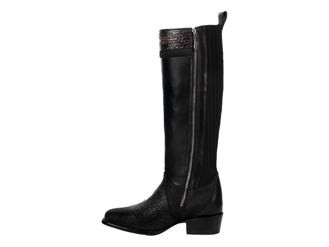 Botas Cuadra de Mantarraya Negro para Mujer