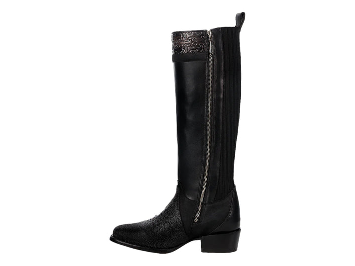 Botas Cuadra de Mantarraya Negro para Mujer