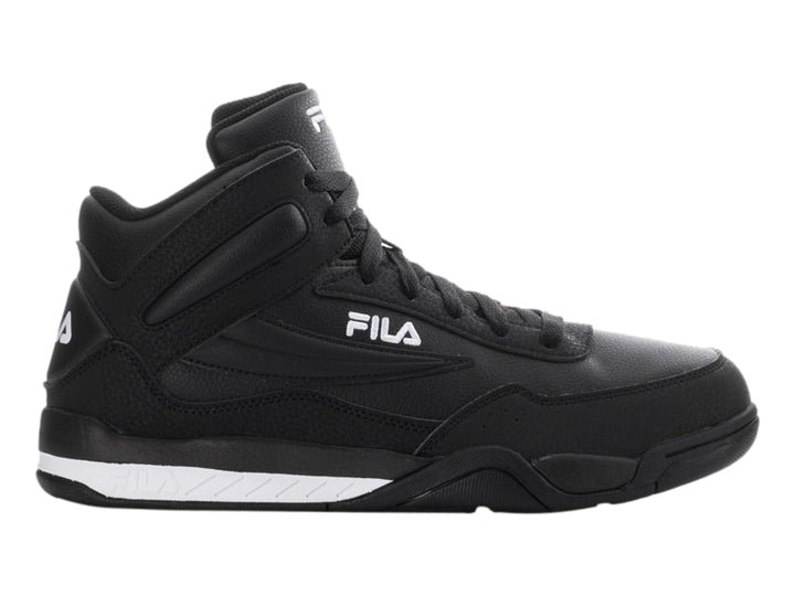 Tenis deportivos FILA Clincher de bota alta en color negro con detalles blancos en la suela y logotipo lateral.
