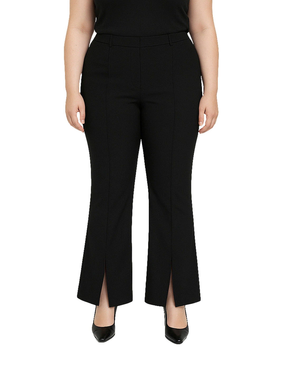 Pantalón de maternidad color negro con aberturas laterales en el ruedo.