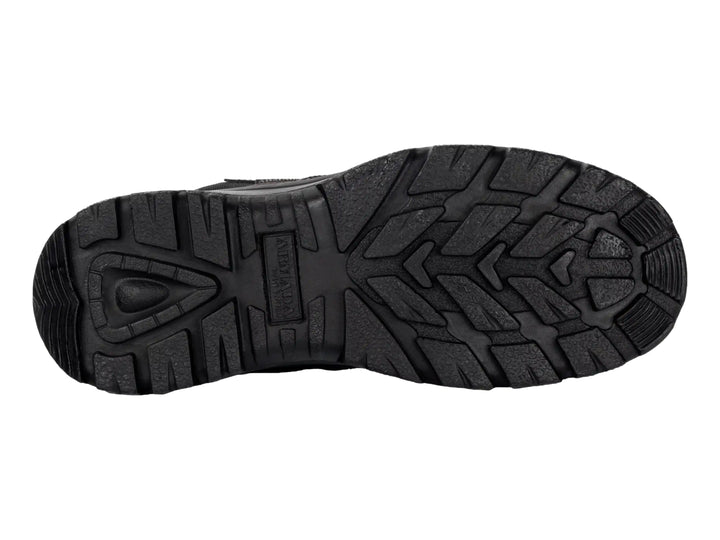 Bota de seguridad ARMADA modelo 5012 en color negro con detalles rojos y suela antideslizante.