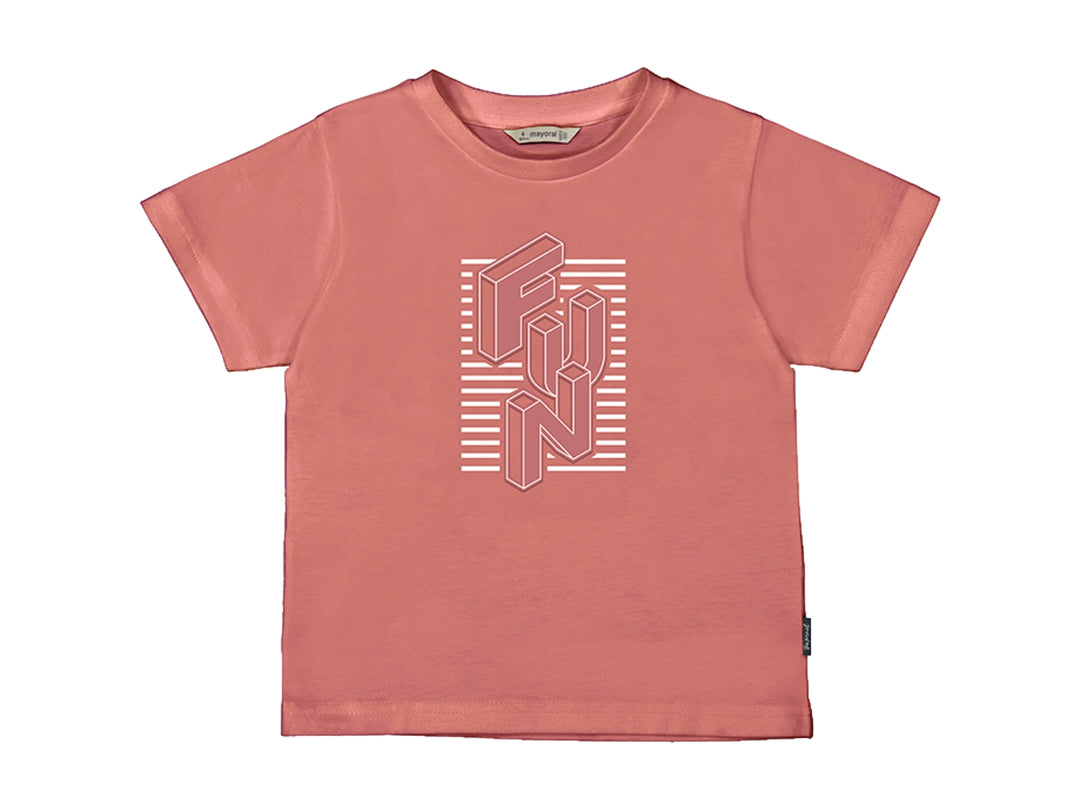 Camiseta de manga corta color guayaba con estampado gráfico blanco &