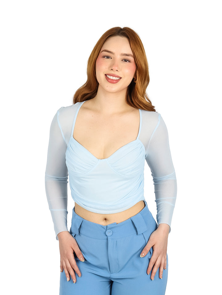 Blusa Mesh Roze Azul para Mujer