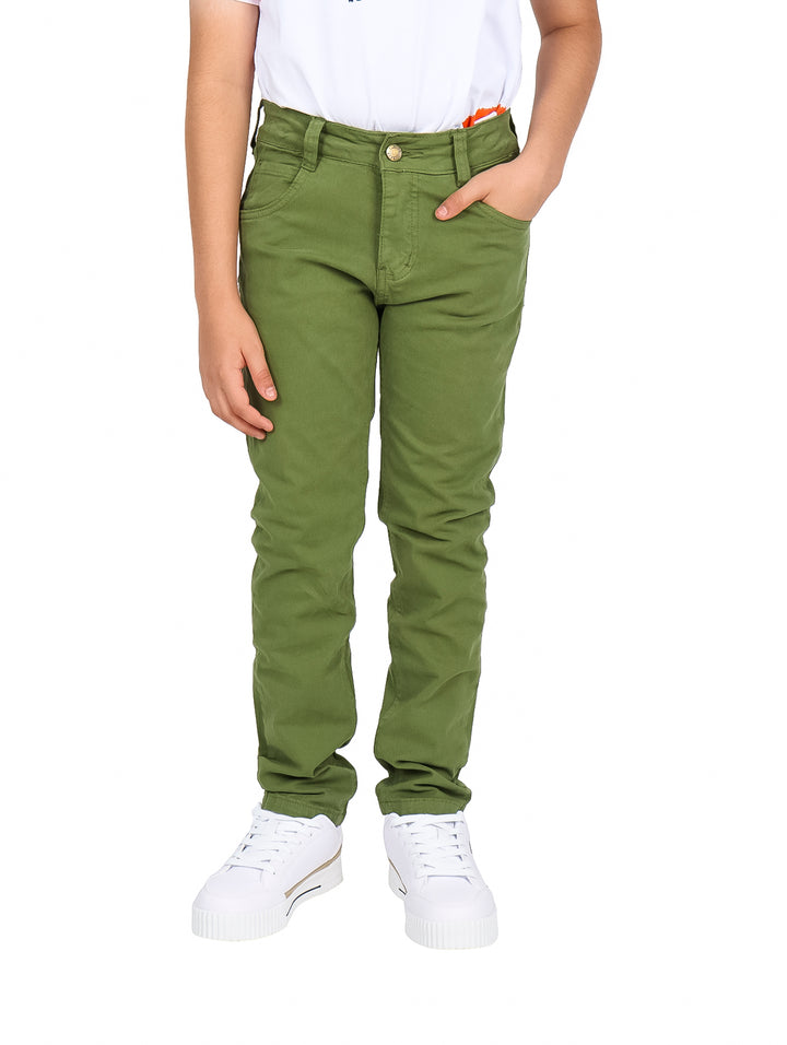 Pantalones Chinos ATOK Color Olivo Slim para Nino