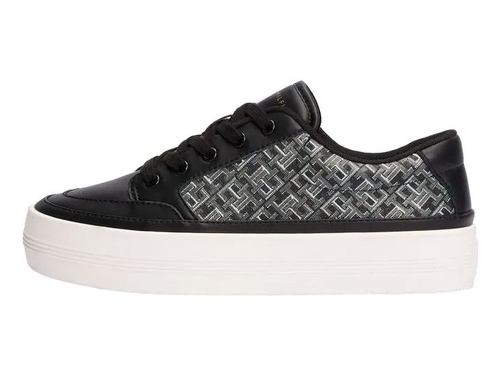 Tenis Tommy Hilfiger Vulc Leather Monogram Negro para Mujer