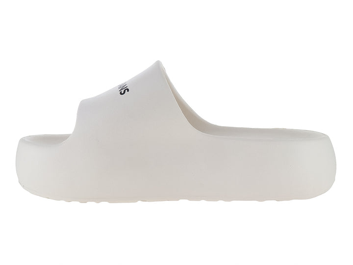 Sandalia slide de plataforma color blanco con logotipo de Tommy Hilfiger.