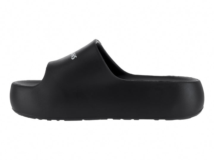 Sandalias slide de plataforma color negro marca Tommy Hilfiger para uso casual.