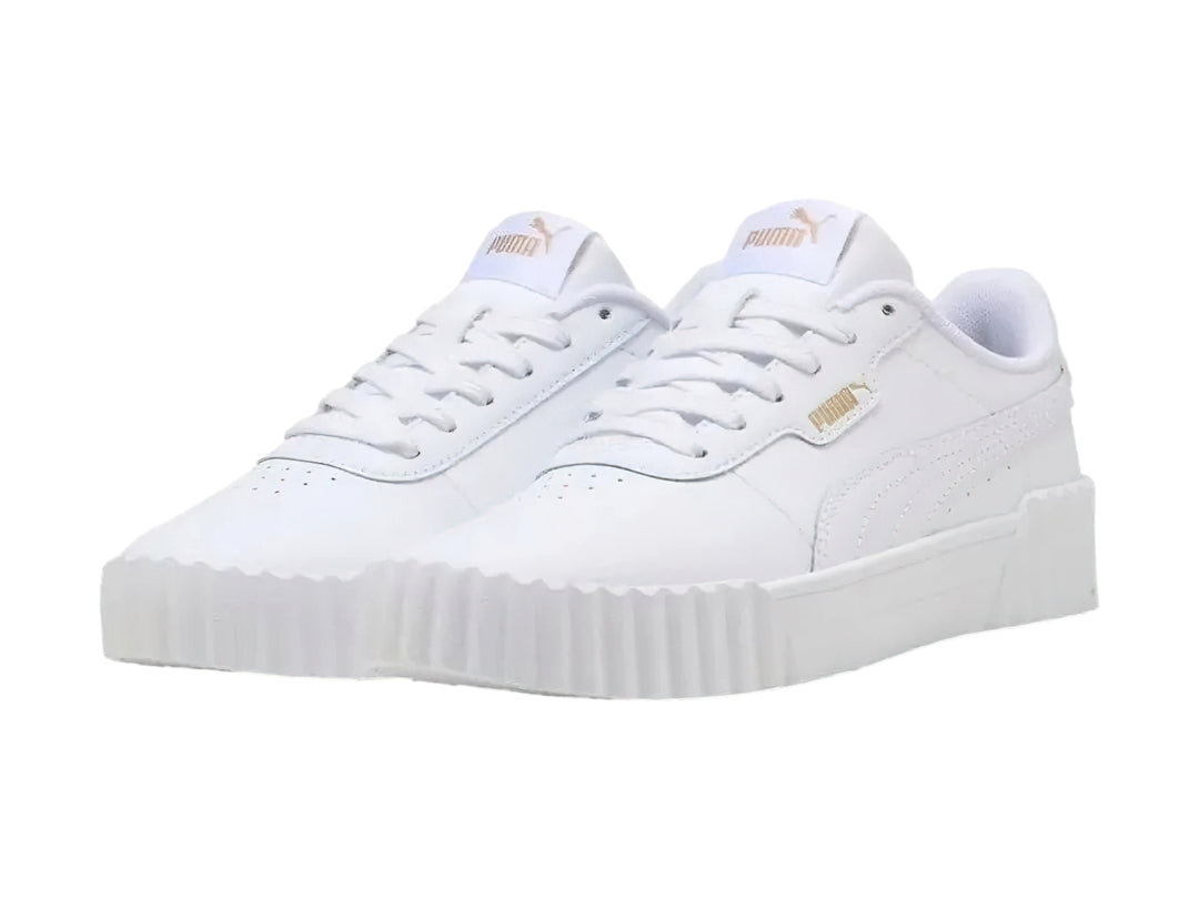Tenis PUMA Carina 3.0 Blanco y Oro para Niña