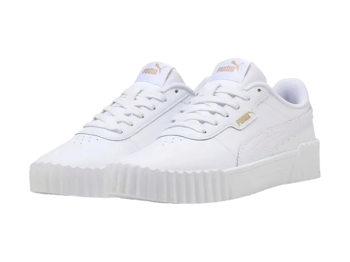 Tenis PUMA Carina 3.0 Blanco y Oro para Niña