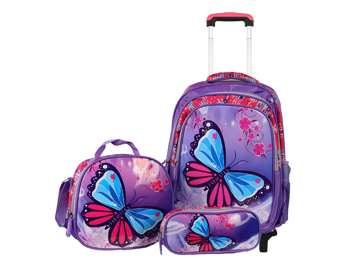 Mochila Terry Mariposa Lila Rodante para Niño