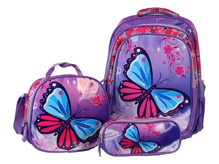Mochila Terry Mariposa Lila Rodante para Niño