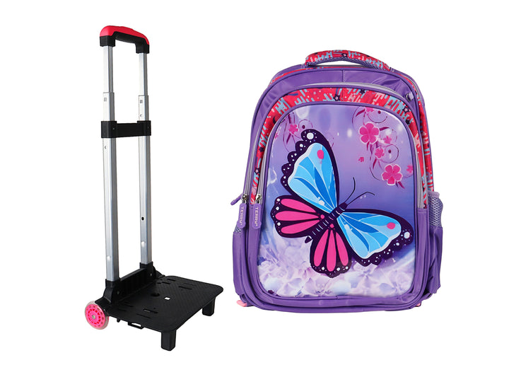 Mochila Terry Mariposa Lila Rodante para Niño