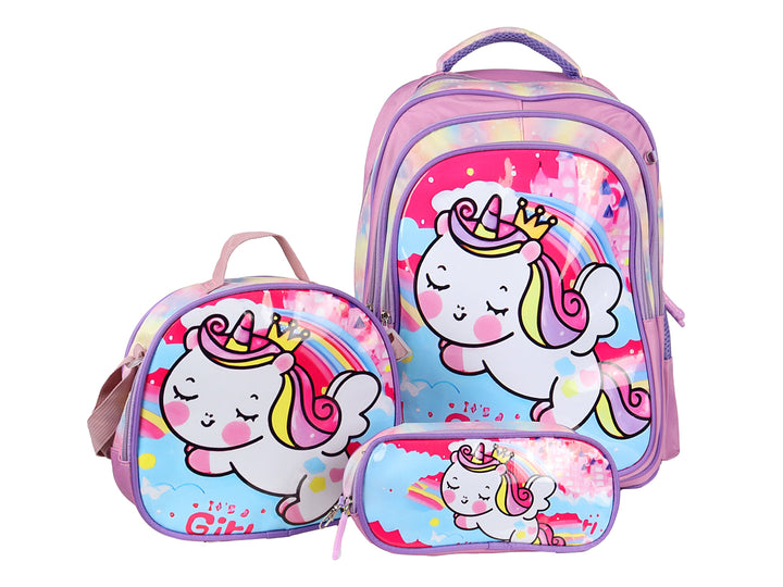 Mochila Terry Unicornio Lila Rodante para Niña