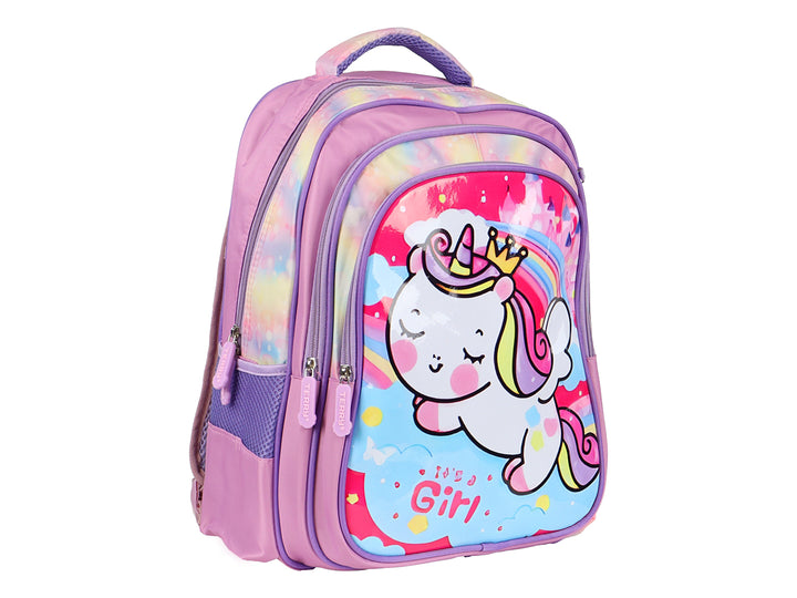 Mochila Terry Unicornio Lila Rodante para Niña