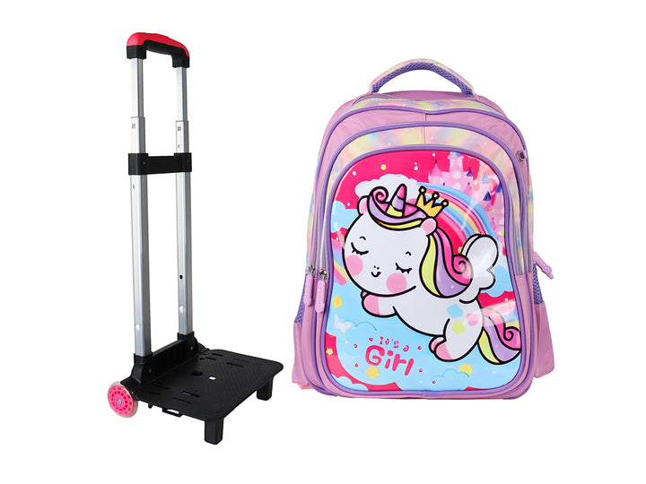 Mochila Terry Unicornio Lila Rodante para Niña