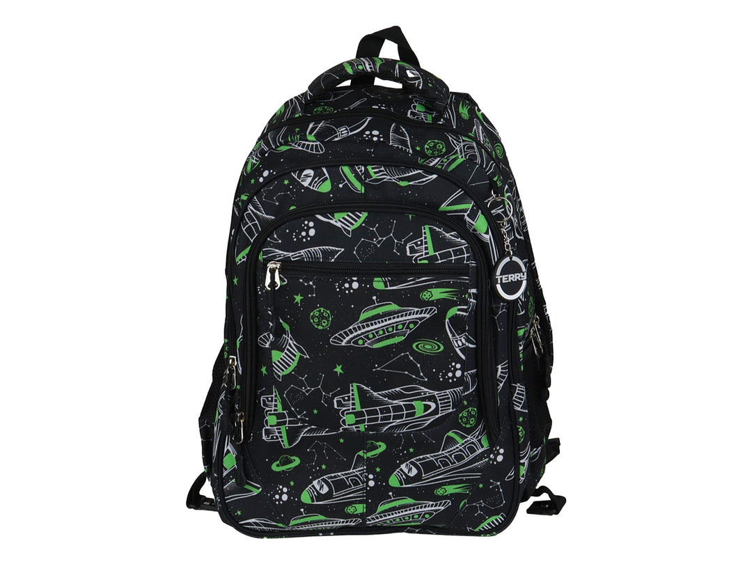 Mochila Terry Nave Espacial Verde/Negro para Nino