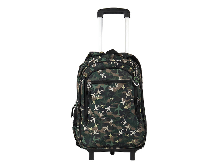 Mochila Terry Rodante Aviones Verde Militar para Nino