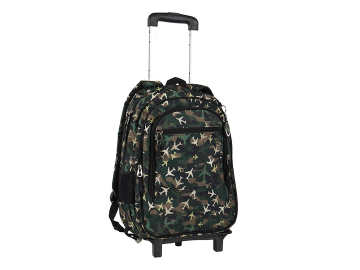 Mochila Terry Rodante Aviones Verde Militar para Nino