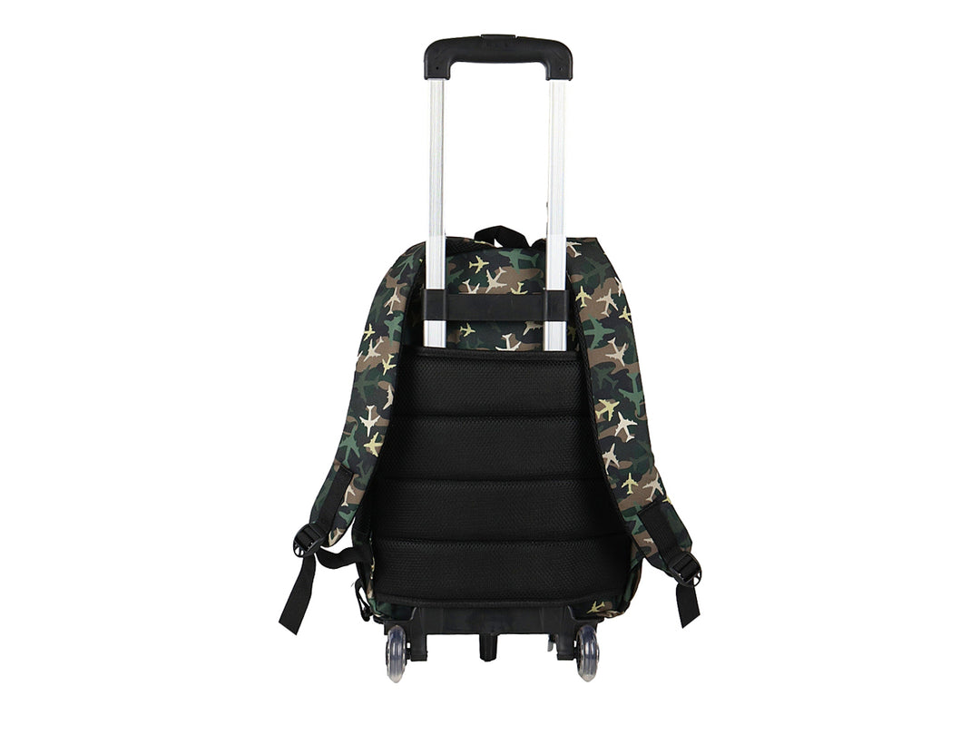 Mochila Terry Rodante Aviones Verde Militar para Nino