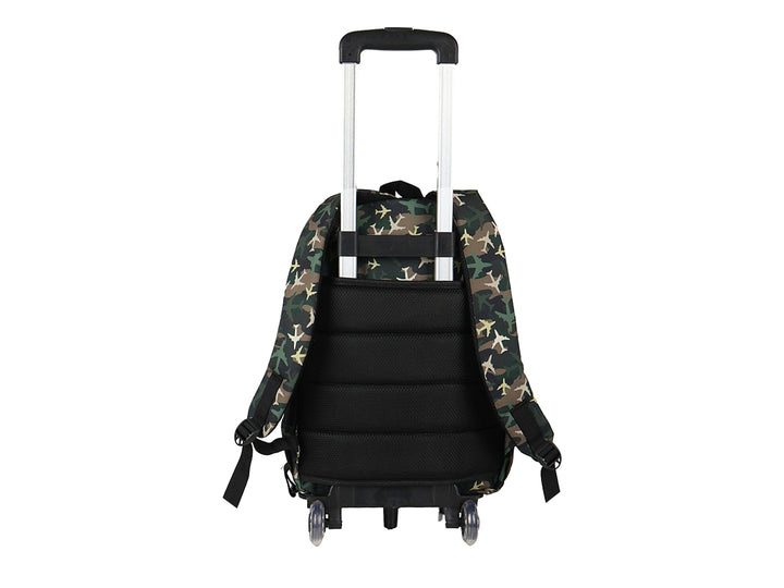 Mochila Terry Rodante Aviones Verde Militar para Nino