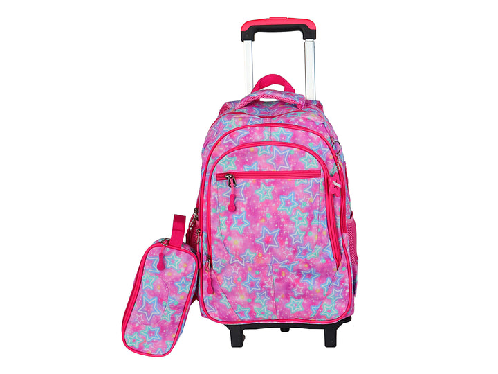 Mochila Escolar Rodante Terry Rosa para Niña