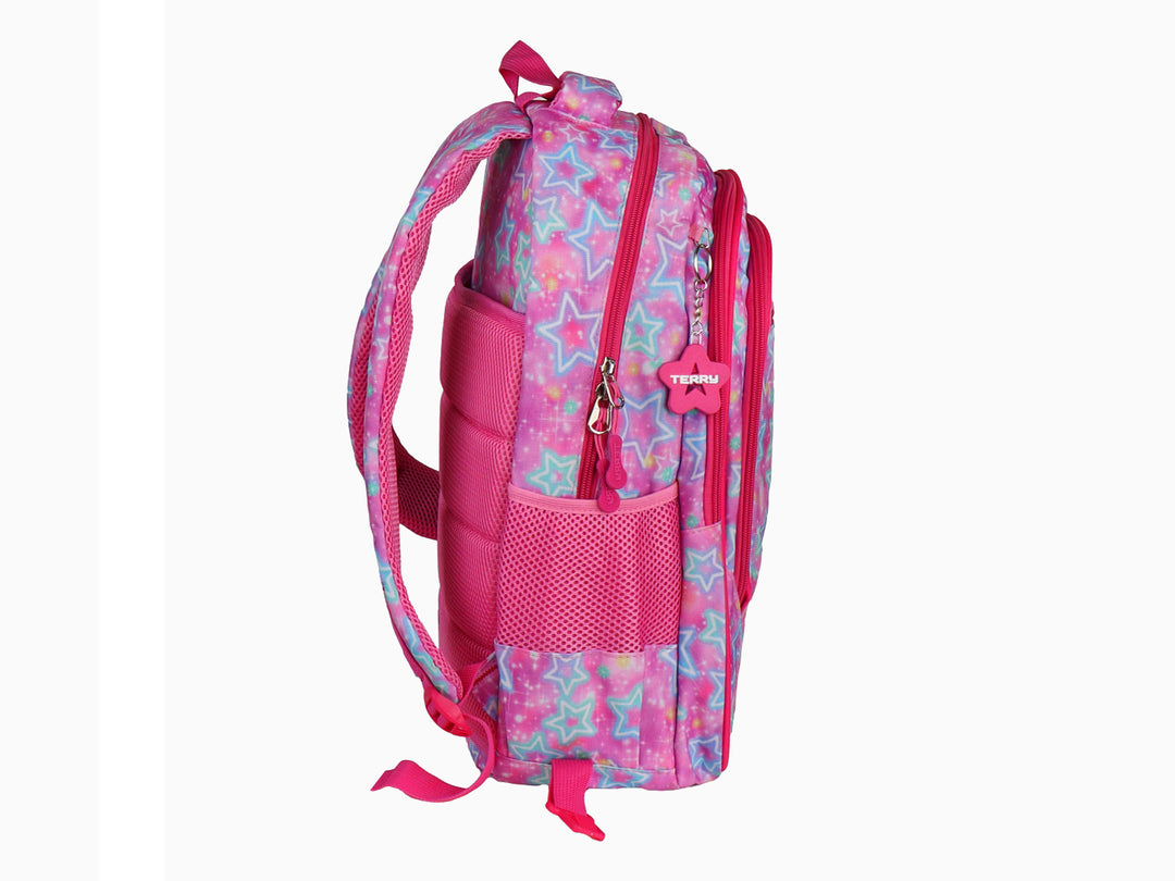 Mochila Escolar Rodante Terry Rosa para Niña