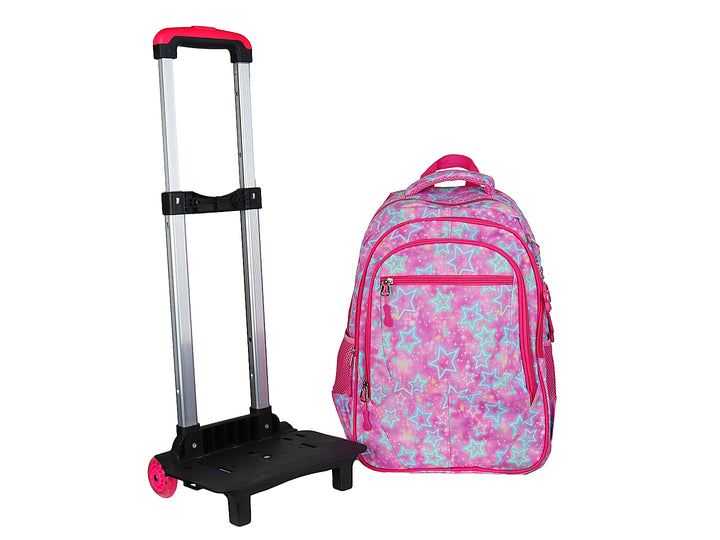 Mochila Escolar Rodante Terry Rosa para Niña