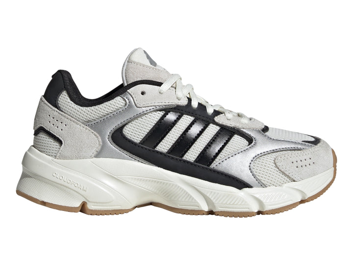 Tenis Adidas Crazychaos 2000 color blanco y plateado con suela de goma marrón.