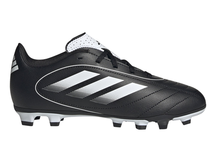 Botas de fútbol Adidas Goletto IX color negro con tres franjas blancas y tacos blancos.
